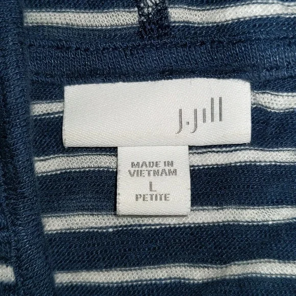 JJill Women's Size L Petite Linen Cotton Blend Nautical Theme Popover Top - Picture 8 of 13